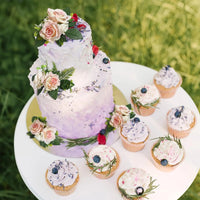 Yannew 3pcs Rustic Artificial Rose Flower Cake Toppers Birthday Country Wedding Cake Decoration Table Centerpieces Arrangement Good Vibrations