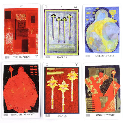 82 Pcs Tarot Cards The Awakening Aeon Tarot 9*6cm with Beautiful Colors and Unique Depictions of The Major and Minor Arcana Good Vibrations