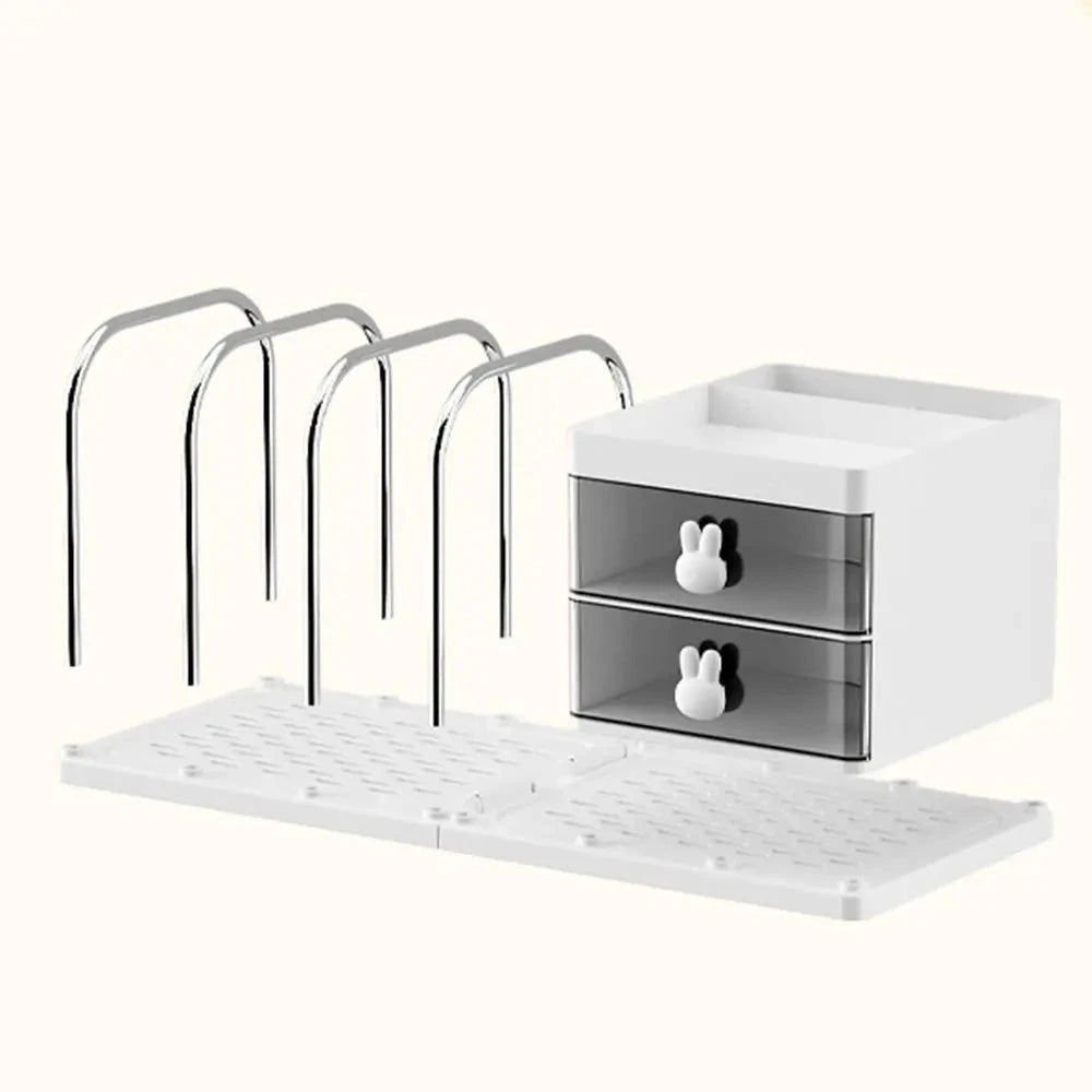 Six Grids Bookend Book Holder Save Space with Storage Box Desk Stand Bookshelf Durable Practical Books Storage Rack Good Vibrations