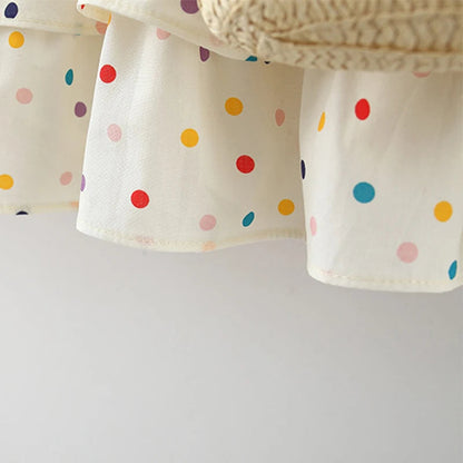 (9 Months -4 Years Old) Summer New Colorful Polka Dot Baby Girl Dress, Countryside Style Children'S Clothing Free Gift Bag Good Vibrations