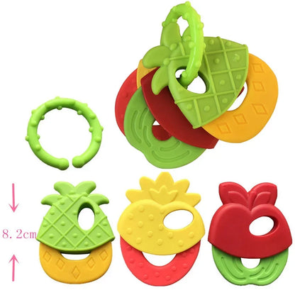 Newborn Baby Chews Food Grade Teethers Training Bed Toy Silicone for Baby Fruit Item Feeding Infant Things Molars Rattle Good Vibrations