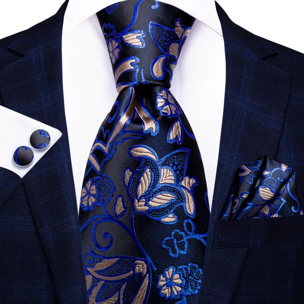 Hi-Tie Blue Business Solid 100% Silk Men's Tie NeckTie 8.5cm Ties for Men Formal Luxury Wedding High Quality Gravata Good Vibrations
