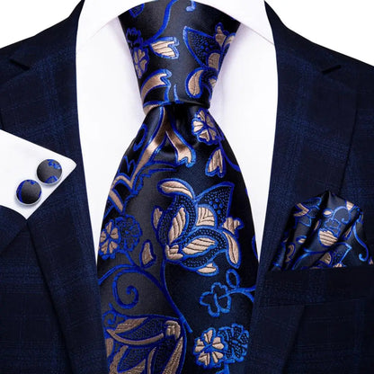 Hi-Tie Blue Business Solid 100% Silk Men's Tie NeckTie 8.5cm Ties for Men Formal Luxury Wedding High Quality Gravata Good Vibrations