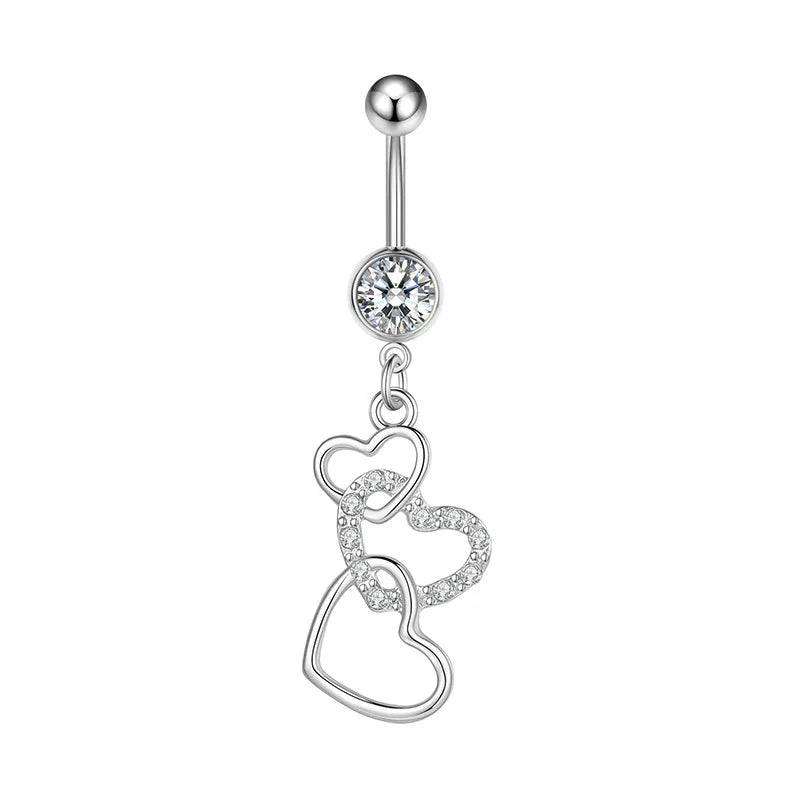 Dainsty Dangled Belly Button Rings Surgical Steel 14G Bar Navel Piercing Ring Crystal CZ Bee Flower Heart Belly Ring Ear Jewelry Good Vibrations Adult Super Store