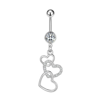 Dainsty Dangled Belly Button Rings Surgical Steel 14G Bar Navel Piercing Ring Crystal CZ Bee Flower Heart Belly Ring Ear Jewelry Good Vibrations Adult Super Store