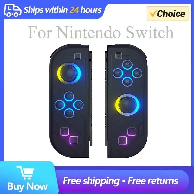BT 5.2 Switch Joy Controller L/R RGB LED Joypad Gamepad For Nintend Switch/Oled/Lite Joystick with Dual Vibration 6-Axis Wake up Good Vibrations