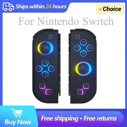 BT 5.2 Switch Joy Controller L/R RGB LED Joypad Gamepad For Nintend Switch/Oled/Lite Joystick with Dual Vibration 6-Axis Wake up Good Vibrations