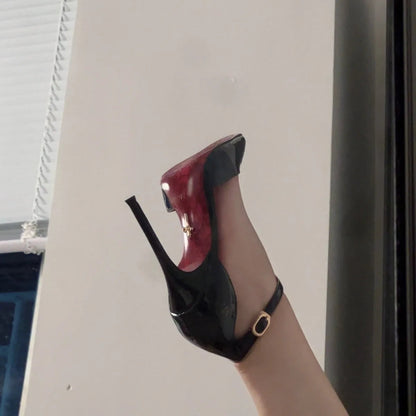 High Heel Pointed Toe Women's Shoes skin-friendly Ultra High Heels for Women Printed Red Bottom Comfortable Wear talons femme Good Vibrations