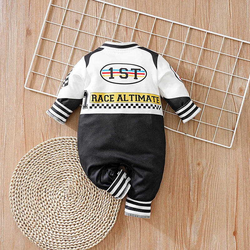 Baby Design Racing Suit Jumpsuit Cool Long Sleeved Outdoor Outfit Newborn Spring And Autumn Outfit Good Vibrations