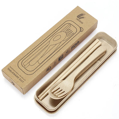 Fork Spoon Chopsticks Bowls Cup Dish Dinnerware Set High Grade Wheat Straw Tableware Children's Unbreakable Dishes Camping Set Good Vibrations