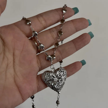 Romantic Heart Locket Pendant Openable Female Silver Color Stainless Steel Photo Frame Charm Necklace for Women Men Jewelry Gift Good Vibrations