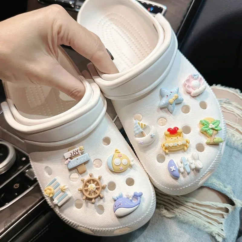 11Pcs/Set Hot Sale Shoe Charms for DIY Cartoon Ocean Decoration Buckle for Garden shoes Accessories Kids Party Girls Gift Good Vibrations