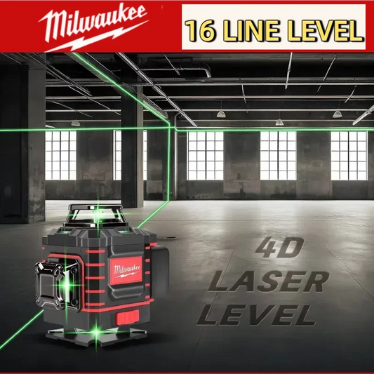 Milwaukee  16 Lines 4 Sides*360 Degree Vertical 4.2V 3-4D Laser Level Green Beam Self-leveling Vertical Cross Line Lase Good Vibrations