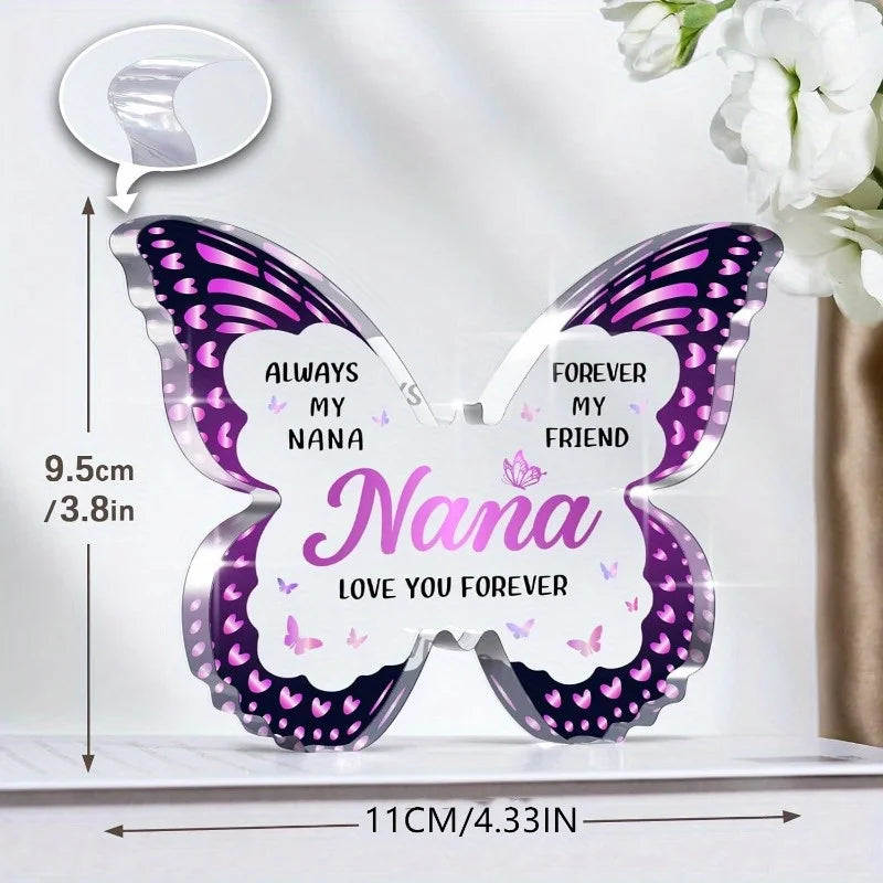 Nana Gifts from Grandkids – Butterfly Acrylic Plaques. Birthday, Valentines, Mother's Day, Xmas, Thanksgiving from Grandkids. Good Vibrations