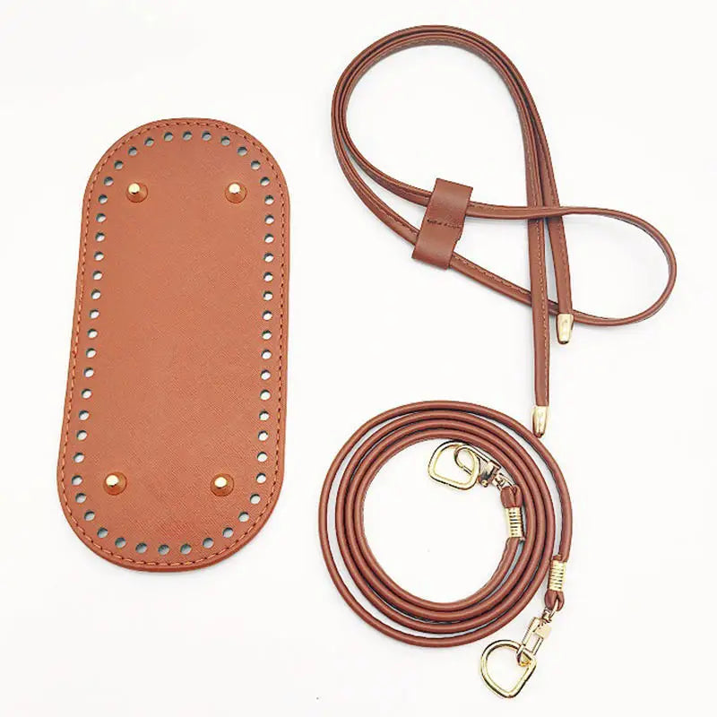 3Pcs DIY Purse Making Kit with Chain PU Leather Bucket Bag Base & Shoulder Strap Crochet Handbag Accessories ﻿ Good Vibrations