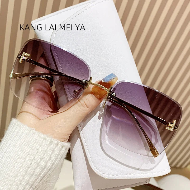 2025 New Metal Frameless Sunglasses Women's European and American Trendy Glasses Good Vibrations