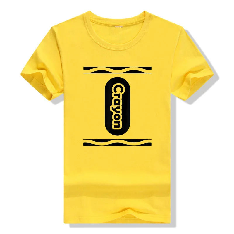 Pick Any Color Crayon Box Halloween Costume Couple & Group T-Shirt Gifts Letters Printed Graphic Tee Tops Basic Cotton Outfits Good Vibrations