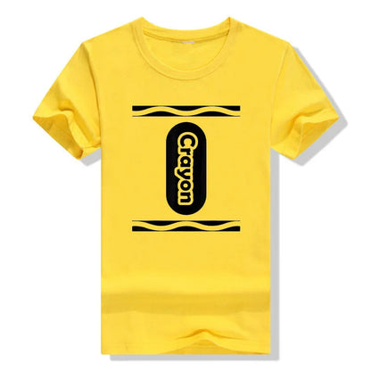 Pick Any Color Crayon Box Halloween Costume Couple & Group T-Shirt Gifts Letters Printed Graphic Tee Tops Basic Cotton Outfits Good Vibrations
