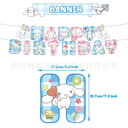 Cinnamoroll Theme Party Supplies Kids Birthday Christmas Decorations Gift Bag Ballons Banner Cake Topper Tableware Accessories Good Vibrations