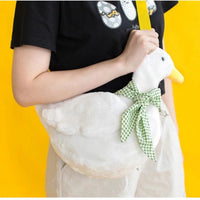 1 Pc Cute Simulation Duck Shoulder Bag Crossbody Plush Big Goose Backpack Purses and Handbags Crossbody Bags for Women Good Vibrations