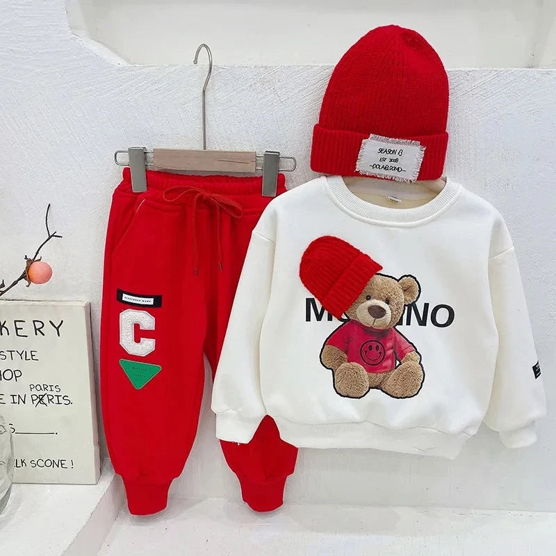 Baby Clothes 2025 New Children's Little Bear Long Sleeve Set Boys and Girls' Letter Sweater Pants Two Piece Set Simple Sportswea Good Vibrations