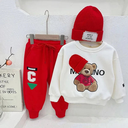 Baby Clothes 2025 New Children's Little Bear Long Sleeve Set Boys and Girls' Letter Sweater Pants Two Piece Set Simple Sportswea Good Vibrations