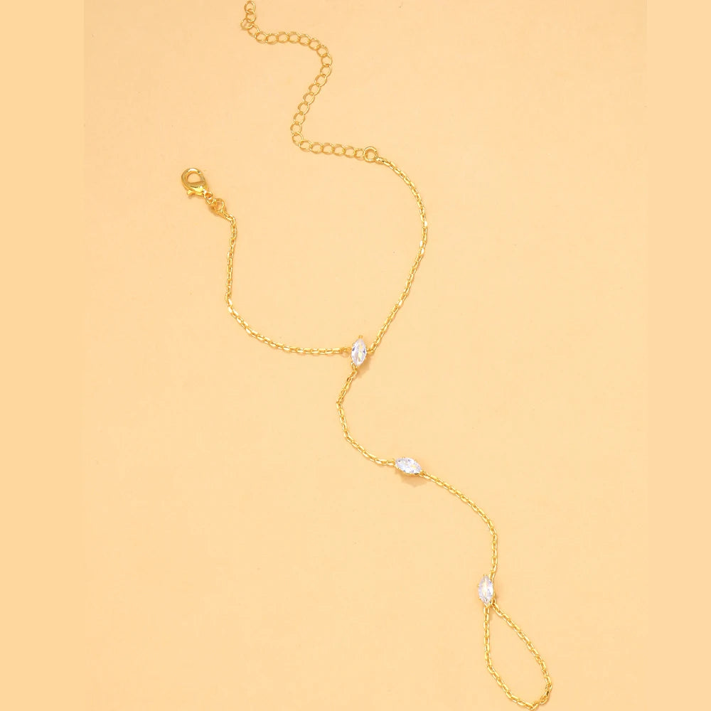 2025 Party Bohemia Rhombus Crystal Bracelet Hand Jewelry for Women Simple Thin Chain Finger Bracelet Jewelry Accessories Gift Good Vibrations
