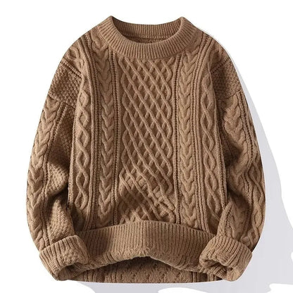 Thickening Winter Men's Round Neck Thickened Sweater Knitted Pullover Solid Color Long Sleeved Casual Daily Warm Coat Good Vibrations