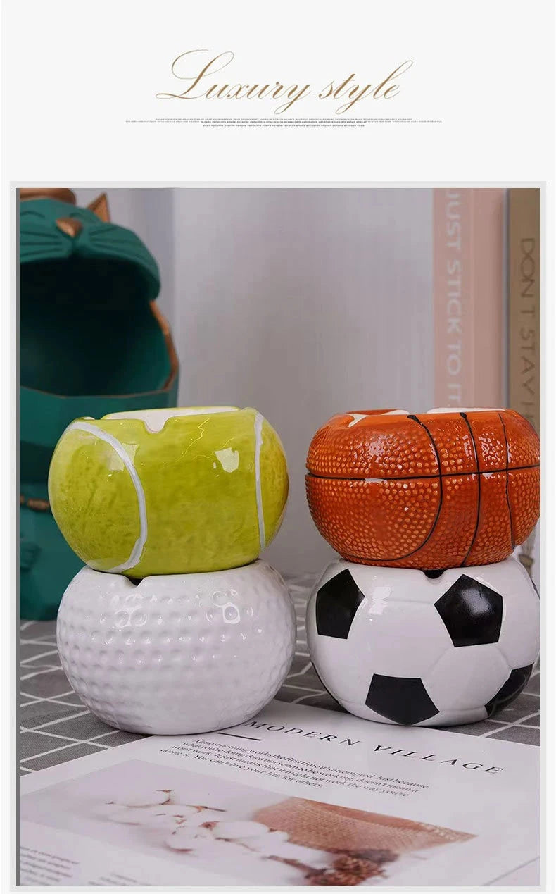 Home decoration,Ashtray,desk accessories,smoking accessoiries,Basketball, football, tennis, golf ball shaped ceramic ashtray Good Vibrations Adult Super Store