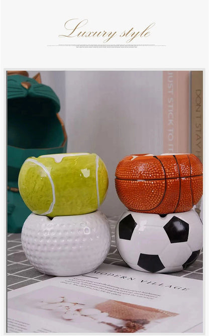 Home decoration,Ashtray,desk accessories,smoking accessoiries,Basketball, football, tennis, golf ball shaped ceramic ashtray Good Vibrations Adult Super Store