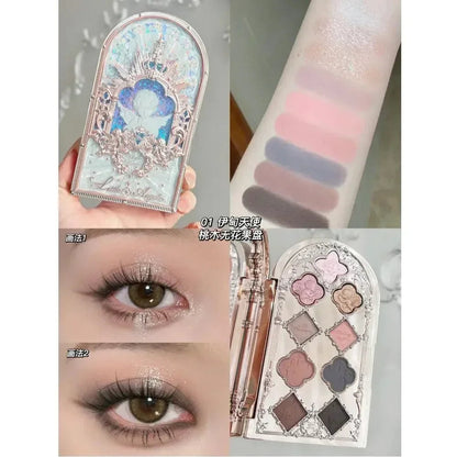 Flower Knows Moonlight Mermaid Eyeshadow Palette 8-Color Matte Shimmer Glitter Eye Makeup Cosmetics Women Beauty Eye Shadow Good Vibrations