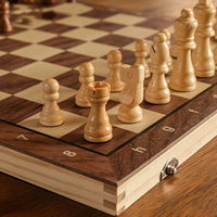 Chess Set - Magnetic Foldable Portable Solid Wood Chess Board - Educational Games for Students and Kids - Christmas Gift Good Vibrations