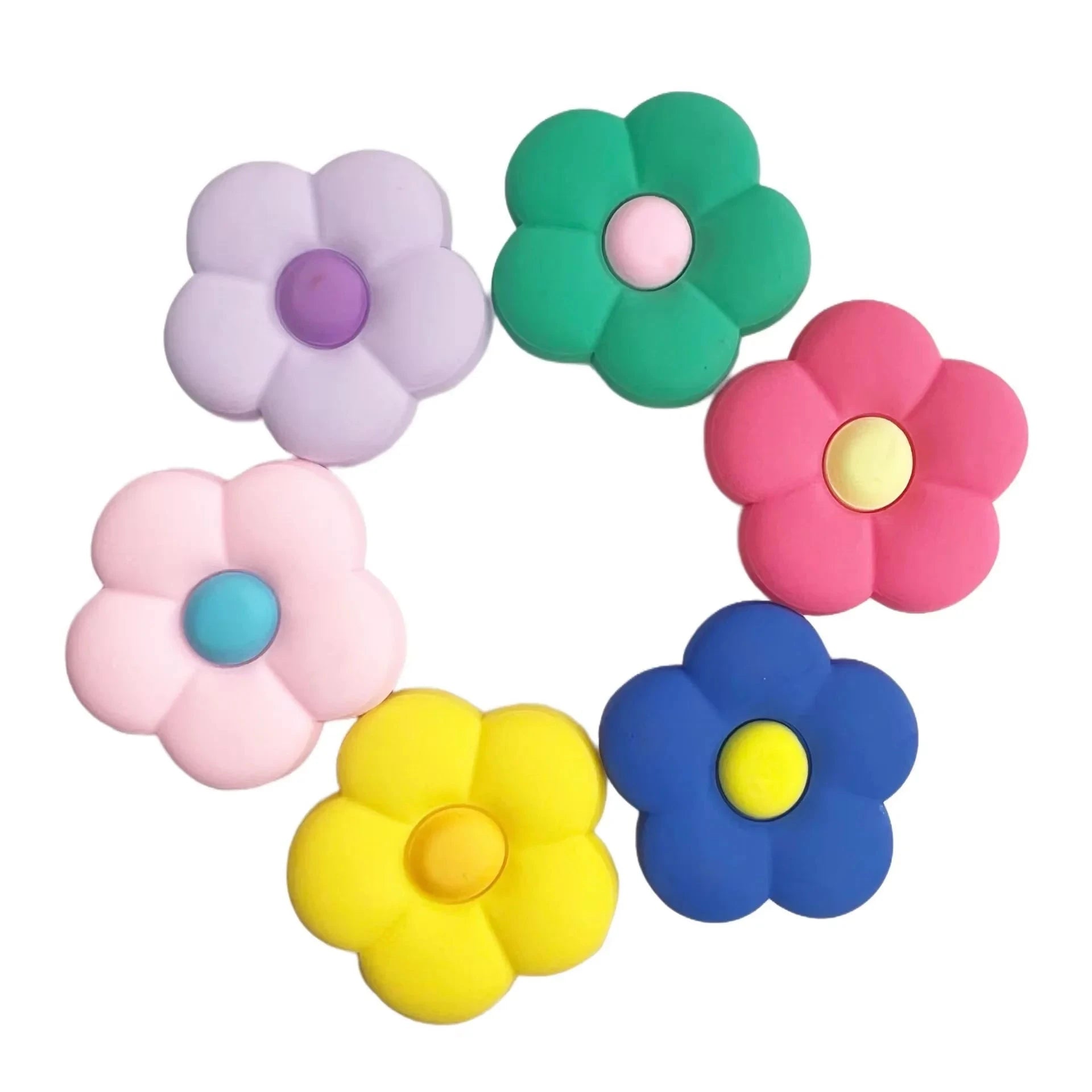 6pcs Beach Bags Flower Charms, Accessories Decoration For Rubber Totes Bag, Summer Croc Charms For Bag Good Vibrations