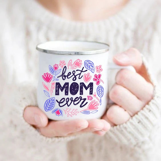 Mothers Day Gift for mom Mommy Birthday Gifts Best Mom Ever Mug Mommy Coffee Mugs Mother drink cup tea enamel cups Good Vibrations Adult Super Store