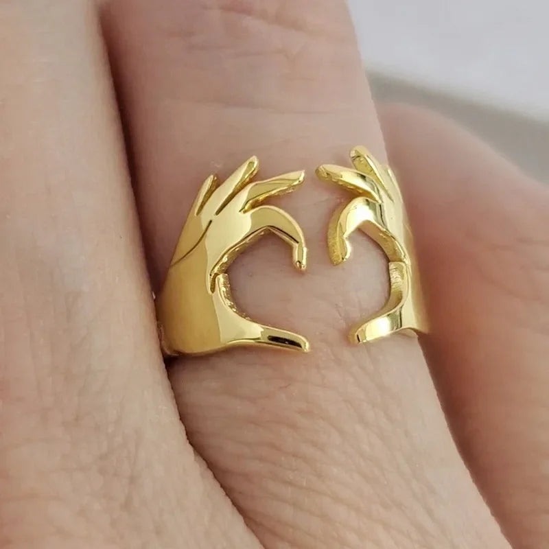 2026 New European and American Adjustable Heart Ring Couple Gift Boys  Popular Simple Finger  Accessories Wholesale Good Vibrations