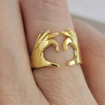 2026 New European and American Adjustable Heart Ring Couple Gift Boys  Popular Simple Finger  Accessories Wholesale Good Vibrations