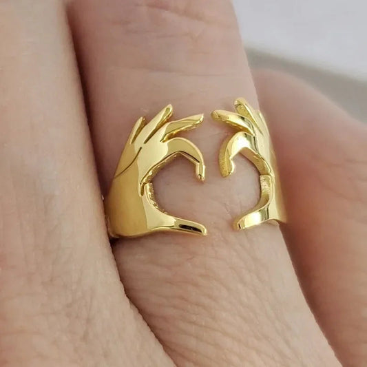 2026 New European and American Adjustable Heart Ring Couple Gift Boys  Popular Simple Finger  Accessories Wholesale Good Vibrations