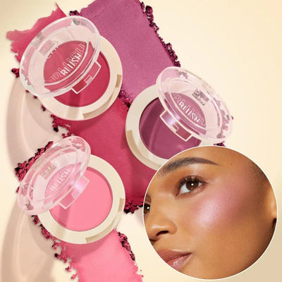 1PC Monochrome Blush Palette, Low Saturation Powder, Matte Effect, Pink/red, Long-lasting, Suitable for Date and Daily Needs