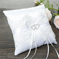 Ring Holder Wedding Supplies Western Wedding Props Exquisite Bowknot Double Heart Hollow Lace Decoration Bridal Ring Pillow Good Vibrations
