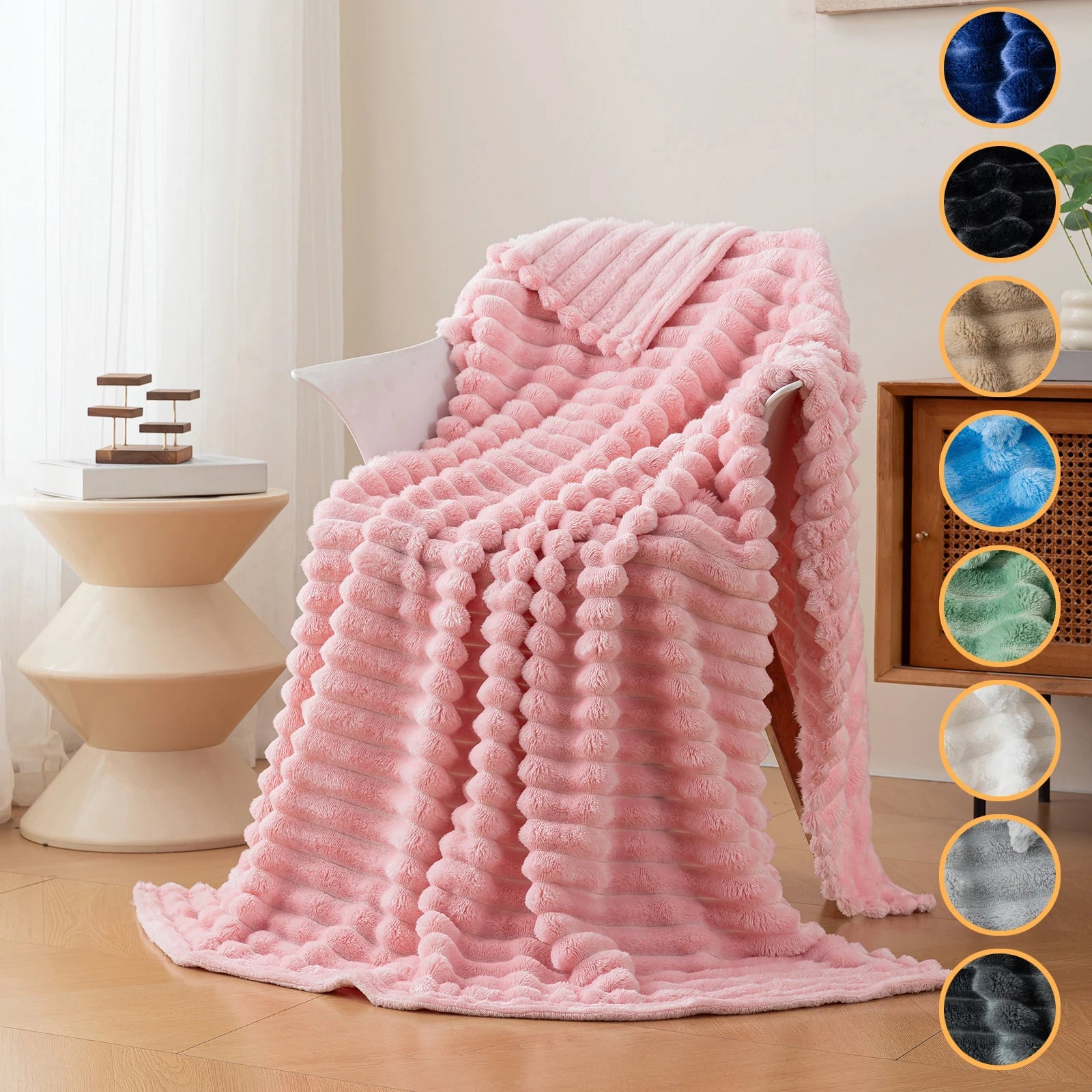 1pc flannel blanket - soft, comfortable, warm nap blanket, Christmas exquisite gift blanket, available in multiple colors Good Vibrations