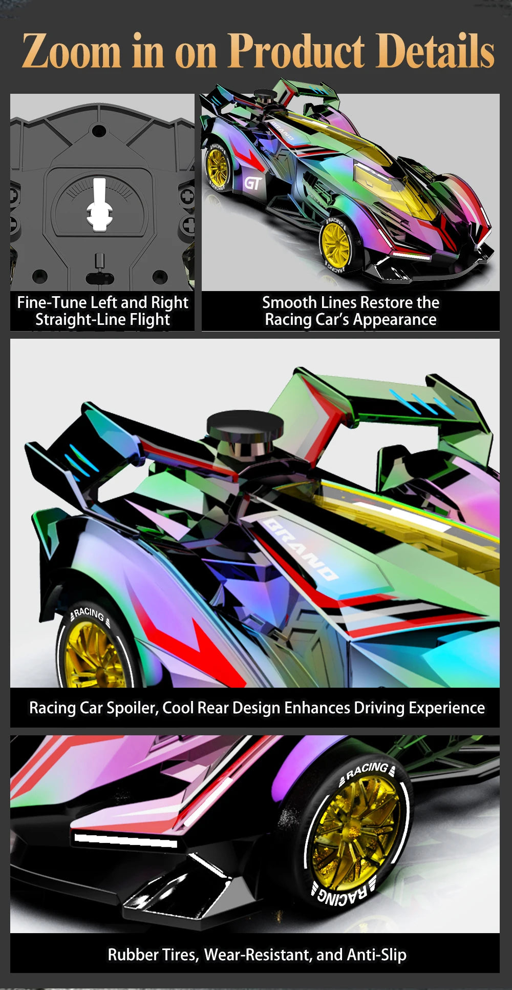 Rc Car 4Ch High-Speed Remote Control Drift Racing Car Electric Sportscar Toy Vehicle Model Toys for Boys Kids Birthday Gift Good Vibrations