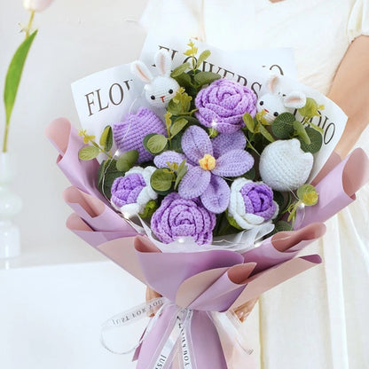 Teachers' Day Gift Bouquet Cross-border Finished Product Hand-knitted Wool Large Opening Tulip Simulation Flower Wholesale Good Vibrations