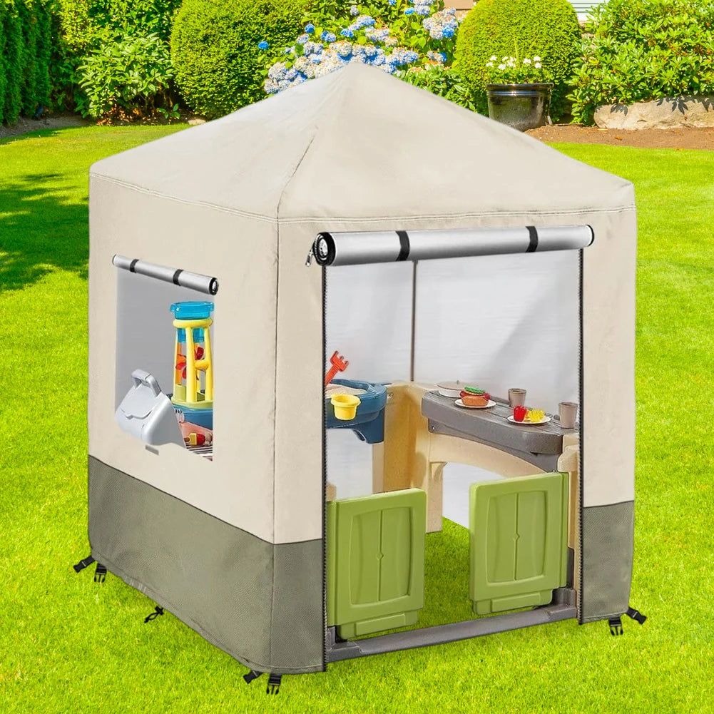 Outdoor Kids Playhouse Cover,Waterproof Cover Suitable Garden Waterproof And Sun-proof Children's Toy House Protective Cover Good Vibrations