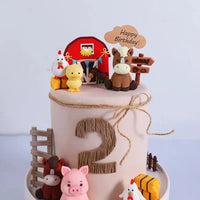Farm Series Cake Topper Lambs Ponies Piglets Chickens Ducks Haystacks for Children's One Year Old Birthday Party Cake Decoration Good Vibrations