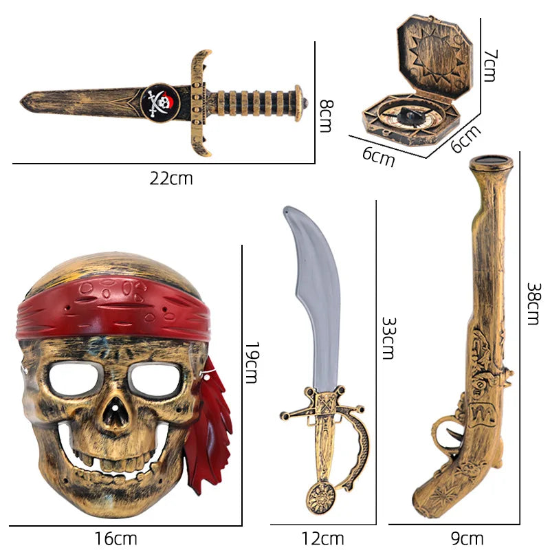 Halloween 5Pc Pirate Costume Mask Accessories for Kids Pirate Cosplay Set Pirate Paraphernalia Kids Party Gifts Good Vibrations
