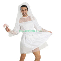 Funny Male Bride Costume Funny Comedy Costume Outfits Mens Bride Drag Queens Groom Costume for Stag Do Hen Night Party Good Vibrations