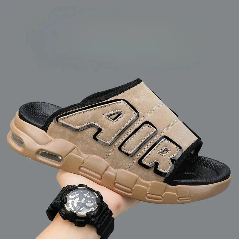 Men Air Cushion Design Slide Man Summer PVC Soft Non-slip Men's Sports Slippers New Slippers for Men Flip Flops Chanclas Hombre Good Vibrations