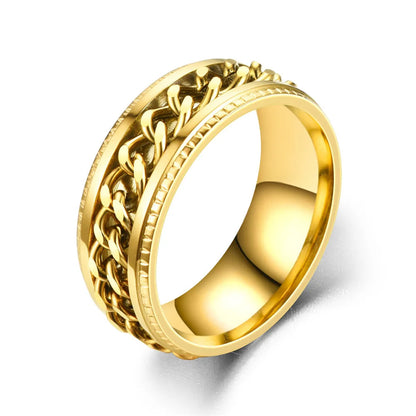 Titanium Steel Rotatable Chain Rings for Women Men Spinner Ring Decompression Multifunctional Chain Ring Bottle Opener Ring Gift Good Vibrations