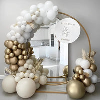 146Pcs White Metallic Gold Balloons And Bohemian Balloon Garlands Suitable For Wedding Engagement Party Decorations Good Vibrations