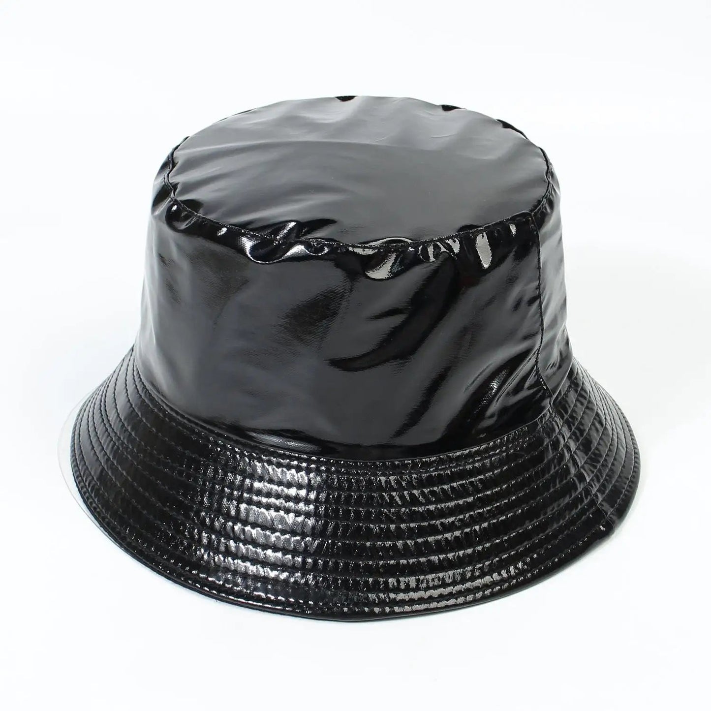 Faux Leather Bucket Hat Women Reversible PU Leather Sun Hat Fashion Autumn Waterproof Fisherman Hat Reversible Sun Bucket Hat Good Vibrations
